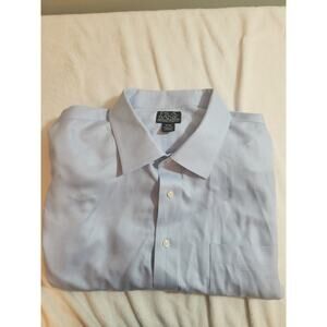 Jos. A Bank Signature Shirt Mens 19 36 Blue Herringbone 100% Cotton Long Sleeve